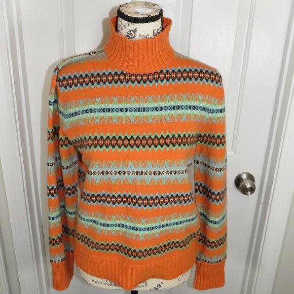 Jones New York Signature Wool Cashmere Angora Blend Fair Isle Turtleneck M-Pet - Picture 1 of 8